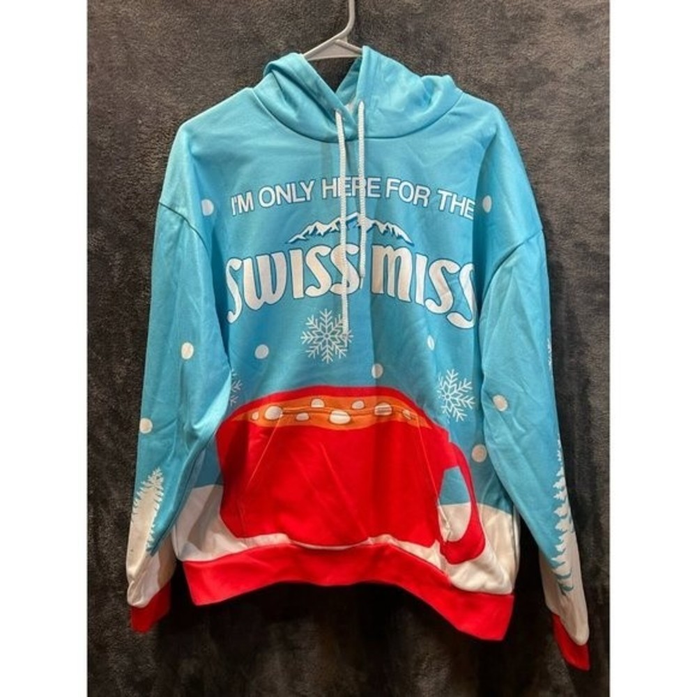 Awesome Swiss Miss All Over Print Hooded Pullover Jacket Hoodie Size LG